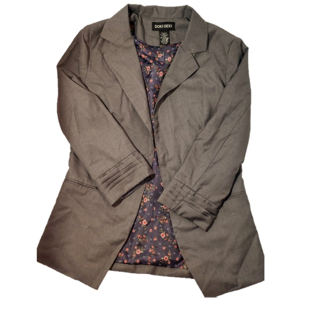 Gray Flower Blazer